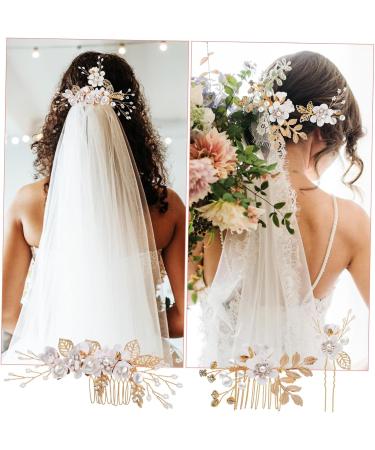 PLAFOPE 1 Set Comb Set Bride Side Combs Hair Decorations U Shaped Hair Pins Rhinestones Wedding Side Comb Wedding Hair Pins Wedding Veil Combs Flower Bridal Combs Hair Flowers Pearl White - Buy Online on GoSupps.com