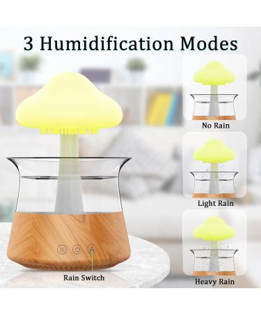 3-in-1 Rain Cloud Humidifier with Essential Oil Diffuser - Wood Color | Remote Control, 7 Colors, White Noise, Timer Off - Ideal for Bedroom - Buy Online on GoSupps.com