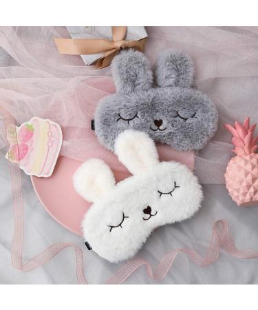 Silk Plush Bunny Grey Sleep Mask - Cute Rabbit Eye Mask for Women & Kids - Buy Online on GoSupps.com