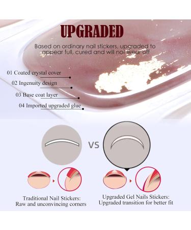 Pink Semi Cured Gel Nails Strips 22 Stickers Nail Wraps Soft Self-Adhesive Gel Nail Stickers Salon-Quality Glitter Gel Nail Strips Manicure Require UV/LED Lamp (113-Pink Glitter) - Buy Online on GoSupps.com