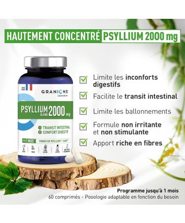 PSYLLIUM 2000 mg Granions PSYLLIUM BLOND 2000mg Transit Digestive Comfort Constipation Bloating 60 Capsules - Buy Online on GoSupps.com