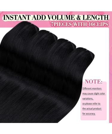 Buy Youngsee Clip in Extensions - Real Black Hair 40cm 120g Remy Glatt - 7 Pieces - Buy Online on GoSupps.com