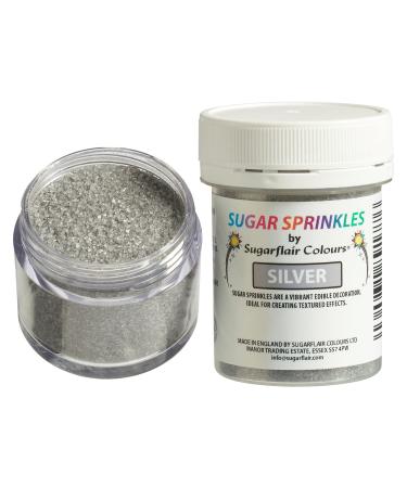 Sugarflair Silver Edible Glitter Sugar Sprinkles - for Cake Decorating Sprinkle on Cakes Cupcakes and Treats - 40g - Buy Online on GoSupps.com