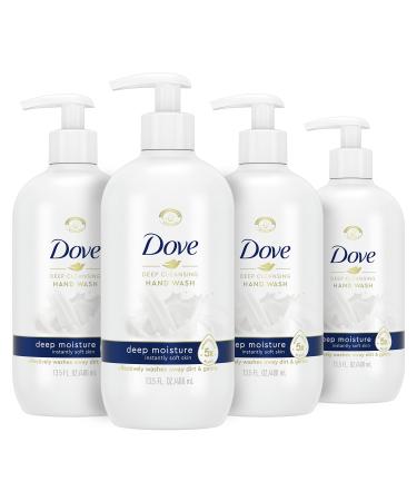 Dove Deep Moisture Hand Wash For Clean and Softer Hands Cleanser That Washes Away Dirt 13.5 Fl Oz (Pack of 4)