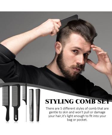 5 Piece Hair Cutting Comb Set - Fine Teeth Carbon Combs for Men and Women - Buy Online on GoSupps.com