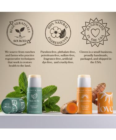 Cloven: Regenerative Tallow Lip Balm Peppermint | Grass-Fed Beef Tallow with Organic Beeswax Shea Butter & Almond Oil | Natural & Hydrating | Made in USA 6.7g Tube Mint To Be - Buy Online on GoSupps.com