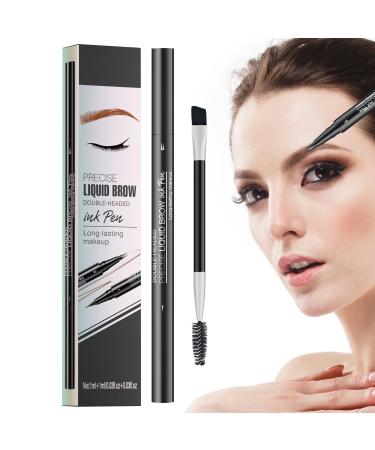 Byuexhp Waterproof Eyebrow Pen Double Head Cosmetic Pen with 2 Fork Tips Eyebrow Pen for girls beauty sustainable styling shapes lifting define dark brown 1 piece 1er Pack