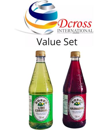 Dcross International Value Pack Bundle Set 2 Packs of Rose's Flavors Different Flavors 739 ml Each Lime Cordial and Grenadine. Sold and Ship by Dcross Only Within 24 Hours After Order Placement. - Buy Online on GoSupps.com