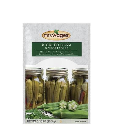 Mrs. Wages Pickled Okra and Vegetables Quick Process Mix (VALUE PACK of 12) 3.36 Ounce (Pack of 12)