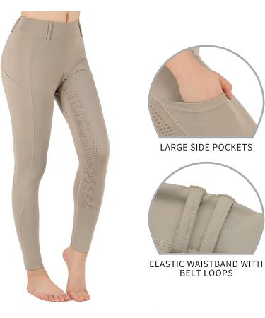 Beroy Girls Equestrian Breeches - Kids Full Seat Horse Riding Pants, Khaki Large - Buy Online on GoSupps.com