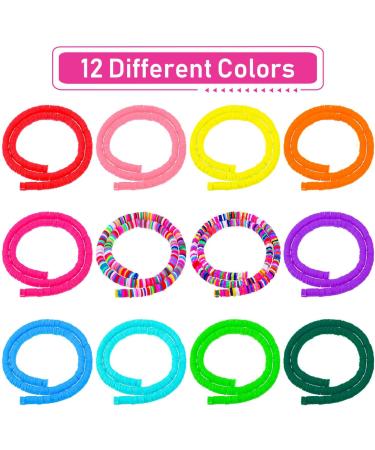 12 Strands Clay Beads for Jewelry Making - 4560pcs 6mm Flat Round Beads - Polymer Clay Disc Beads for Bracelets, Earrings, Necklaces - Multicolor Vinyl Beads by Caffox - Buy Online on GoSupps.com