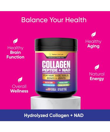BETTER LIFE LAB Hydrolyzed Collagen Peptides with NAD Supports Hair, Skin, Nails, Joints & Bones Type I & III Collagen Grass-Fed, Unflavored Powder - Buy Online on GoSupps.com