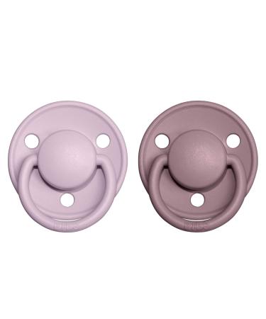 BIBSE de Lux BPA-Free Cherry Nipple 2-Pack | Natural Rubber Pacifiers for 6-18 Months | Made in Denmark - Dusky Lilac/Heather - Buy Online on GoSupps.com