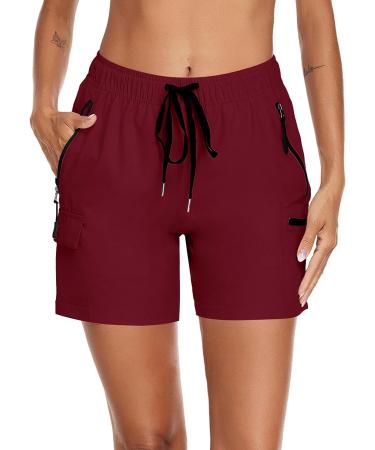 Women's Waterproof Quick Dry Hiking Cargo Shorts - Wine Red - Size XL - Buy Online on GoSupps.com