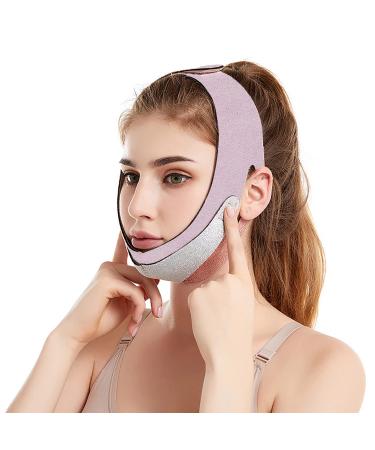 Anti-Snoring Chin Strap Double Adjustable Snoreless Sleeping Solution Comfortable Breathable Small V-Face Bandage Mask for Aid CPAP Users Face-Lifting (Pink)
