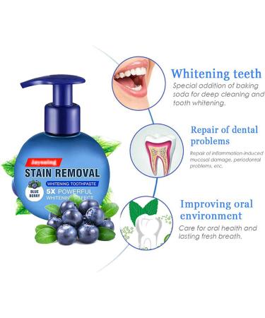 Baking Soda Whitening Toothpaste - Natural Stain Remover | Fluoride-Free, Blueberry Flavor - Buy Online on GoSupps.com