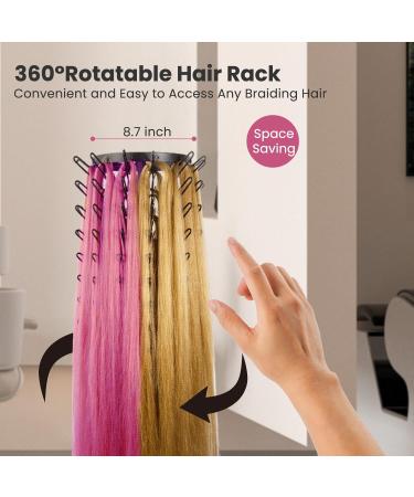 Sunnacate Height Adjustable Braiding Hair Rack 360 Rotatable Hair Rack with 120-Pegs Hair Divider Rack for Braiding Hair Extension Holder Stand for Stylists Braiding Supplies Tools Barber Shop - Buy Online on GoSupps.com
