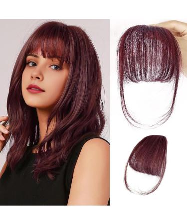 Clip-in Bangs 100% Natural Real Human Hair Wispy Bangs Forehead Hair Extensions Air Bangs Fringe Wig Hairpieces for Women Black Brown Red Blonde Wine Red - Buy Online on GoSupps.com