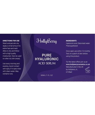 Pure Hyaluronic Acid Serum by Hollyberry for Professional Hydration Anti Ageing Bring Vibrancy And Youthful Glow To Your Face Best Anti Ageing Total Satisfaction Guaranteed  - Buy Online on GoSupps.com