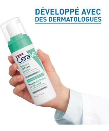 CeraVe - Mousse Nettoyante Equilibrante - Hydrate & Elimine l'Exc s de S bum - Glycolysine C ramides & Allanto ne - Peaux Normales Mixtes - 148ml - Buy Online on GoSupps.com