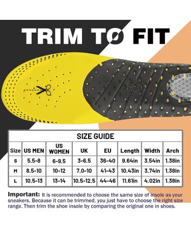 Plantar Fasciitis Insoles for Men and Women - 265mm Hard Arch Support Shoe Inserts - 1 Pair for Flat Foot Pain Relief - EVA Gel Insoles for Work Boots - Size M (Men's 8.5-10, Women's 10-11) - Buy Online on GoSupps.com
