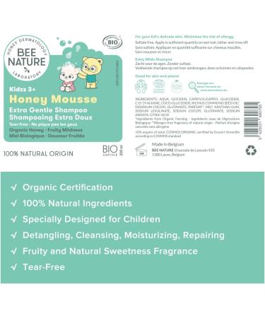 Bee Nature - Organic Shower Gel for Children 200ml - Honey Mousse Shampoo 200ml - No-Rinse Cleansing Water 500ml - 100% Biodegradable and Recyclable. - Buy Online on GoSupps.com