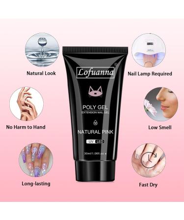 Poly Gel Nail Kit 30ML Professional Extension Builder Set - Natural Pink | Basic Nail Kit for Women - Ideal Gift - Buy Online on GoSupps.com