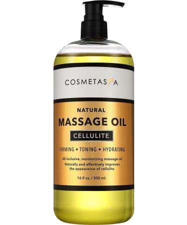 Large Cellulite Massage Oil - 100% Natural Anti-Cellulite Treatment, Deeply Penetrates Skin to Break Down Fat Tissue- Firms, Tones, Tightens & Moisturizes Skin by Cosmetasa (16.9 oz) 16.9 Fl Oz (Pack of 1)