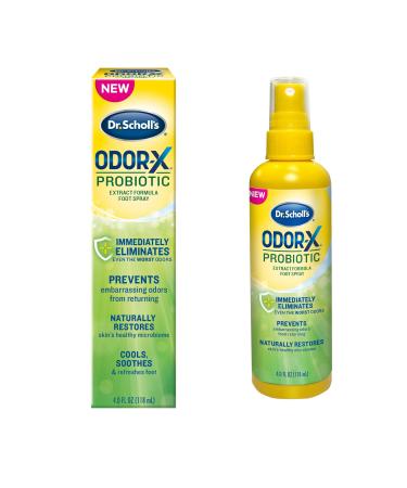 Dr. Scholl's Probiotic Foot Spray 4oz Immediately Eliminates and Prevents Odors from Returning Shoe Deoderizer, 4 Ounce Probiotic Odor Spray (4 oz)
