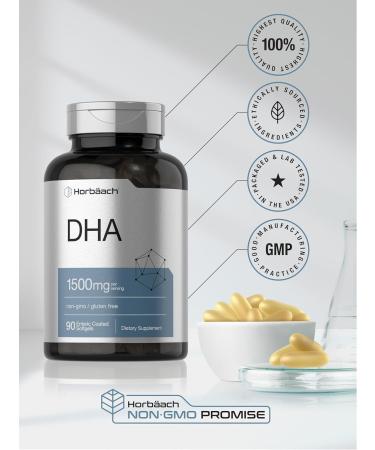 Horbaach DHA Supplement 1500mg | 90 Softgels | EPA Omega 3 DHA | Non-GMO Gluten Free - Buy Online on GoSupps.com
