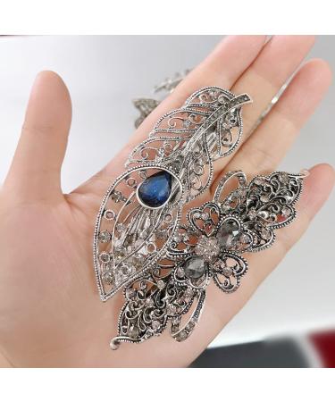Vintage Hair Barrettes with French Clip and Sparkling Stones - Set of 4 | Elegant Hair Clips for Women - 3.5 Length | Retro Spring Hair Accessories for Styling Thick and Medium Hair - Buy Online on GoSupps.com