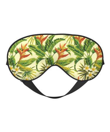 Flowering Plant Print Fashion Block Out Light Eye Mask 7.9X4 inch for Air Travel Full Night Sleeping