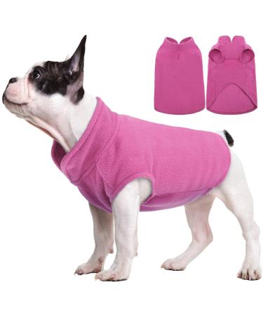 FUAMEY Dog Fleece Vest,Warm Sweatshirt Puppy Stretchy Sweater Pullover Dog Turtleneck Coat Dog Winter Jacket with Leash Hole,Doggie Dachshund Sweaters Yorkie Clothes for Small Medium Dogs Pink S Small pink