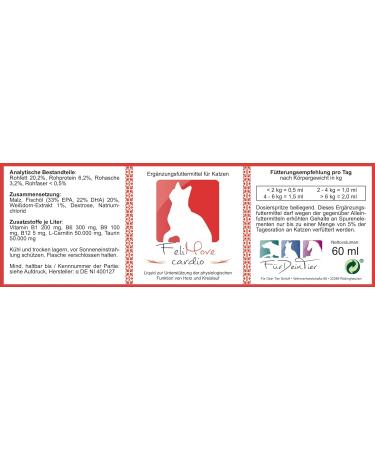 Felimove Cardio Herz-Liquid for Cats (60 ml) | Supports Heart Health Blood Pressure & Circulation with Omega-3 Taurine & Crataegus - Buy Online on GoSupps.com