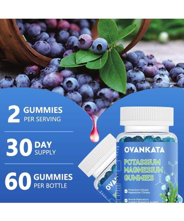 OVANKATA Potassium Magnesium Gummies - High Absorption Chewable Supplements for Leg Cramps & Muscle Relaxation - 60 Count (Pack of 1) - Buy Online on GoSupps.com