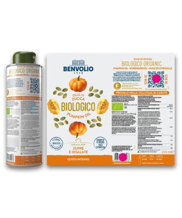Benvolio Pumpkin Seed Oil 250ml - 100% Natural & Pure Cold Pressed | Hair Skin & Prostate Health | Perfect for Salads Soups & Care - Buy Online on GoSupps.com
