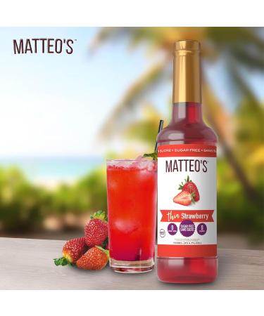 Matteo's Sugar-Free Fruit Syrup Sweeteners for all types of Beverages- for Pastry Dessert Kitchen Restaurant and Bars Authentic Strawberry Flavor Sweet Fruity Non Alcoholic Syrup (750mL 6pk) 750 ml (Pack of 6) - Buy Online on GoSupps.com