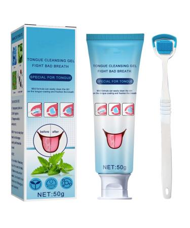 Tongue cleaner gel with brush-tongue cleaner set |Reduces bad breath and maintains oral care easy to use with non-synthetic