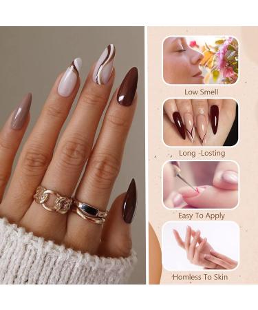 Rechoo 6Pcs Gel Nail Set Dark Red Nude & Glitter UV Gel Liner | Nail Art Colors for Stunning Designs | 8ml Gel Polish for Perfect Nail Art - Buy Online on GoSupps.com