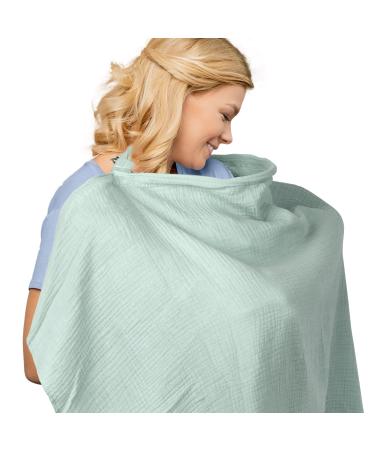 Still ceiling made of Musselin Musselin breastfeeding with a arched neckline complete coverage breathable breastfeeding ceiling made of cotton for simple view of the breastfeeding of the baby (light green)