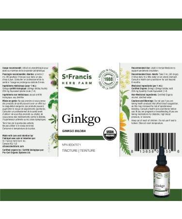 St. Francis Herb Farm Ginkgo (Ginkgo biloba leaf) Certified Organic Herbal Tincture Extract used in Herbal Medicine to support peripheral circulation it is also beneficial for improving cognitive behaviour and sleep patterns - 50ml 50 ml (Pack of 1) - Buy Online on GoSupps.com
