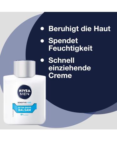Nivea Men Sensitive Cool After Shave Balm 100ml - Soothing Skincare with Chamomile & Vitamin E (2 Pack) - International Shipping Available - Buy Online on GoSupps.com