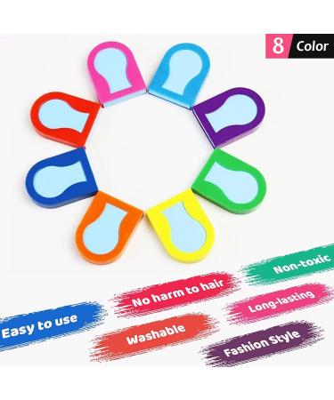 8Pcs Temporary Hair Chalk Dye Set - Portable Bright Colors for Birthday, Cosplay, Makeup Party - Washable and Safe for Teens - Buy Online on GoSupps.com