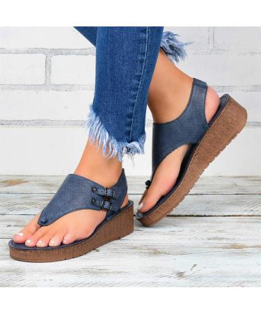 Buy Creev Women's Fashion Flat Sandals - Comfort Orthopedic Open Toe Leather Summer Hiking Sandals for Outdoor Sports & Beach Trips - Available in Brown & Blue EU Sizes 37-39 - Buy Online on GoSupps.com