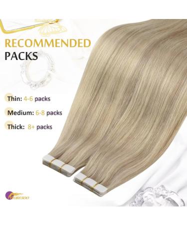 Moresoo Tape In Extensions Real Hair - Ash Blonde & Bleach Blonde 50 cm | Remy Hair #18/613 | 10 Piece 25g - Buy Online on GoSupps.com