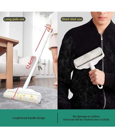 Nature Therapy Lint Roller Pet Hair Remove Roller Clothes Sticky Roller with 1 Adjustable Detachable Handle (Longest 124cm) + 9 Refills Suitable for Carpet Clothes Bedding Furniture And Sofa - Buy Online on GoSupps.com