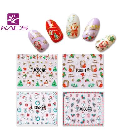 KADS 2pcs Christmas Nail Stamping Plate+2pcs 3D Nail Sticker Template Image Design Plates for Nail Art Decoration and DIY Nail Art ail sticker(2 Sticker + 2 Plate) - Buy Online on GoSupps.com