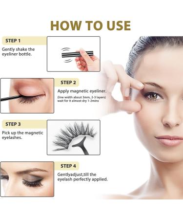 Magnetic Eyelashes with Eyeliner Kit 3D Magnetic Eyelashes Set with 10 Pairs of Reusable False Eyelashes Natural Look Magnetic Eyelashes Tweezers and Eyeliner - Buy Online on GoSupps.com