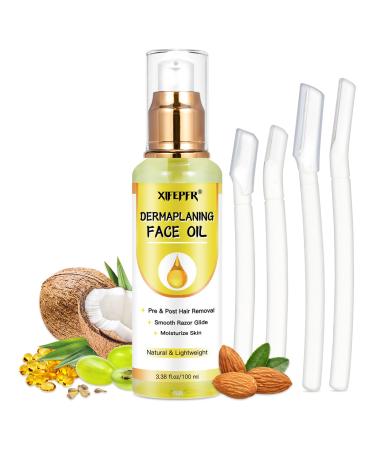 Dermaplaning Kit Dermaplane Oil with Dermaplaning Tools Shave Oil for Women Softens Area Pre Shave & After Shave Use with Face Razor Face Shaver Eyebrow Razor Microblade
