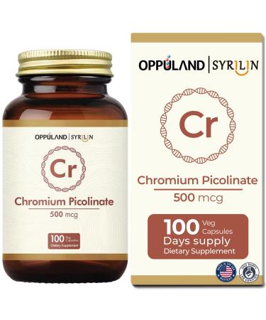 Chromium Picolinate 500 mcg Chromium Supplements Non-GMO Gluten Free 100 Veg Capsules